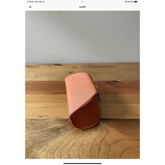 Tony Burch Semi-Hard Sunglasses Case with Magnetic Closure Orange W/Gold Logo - Picture 4 of 9
